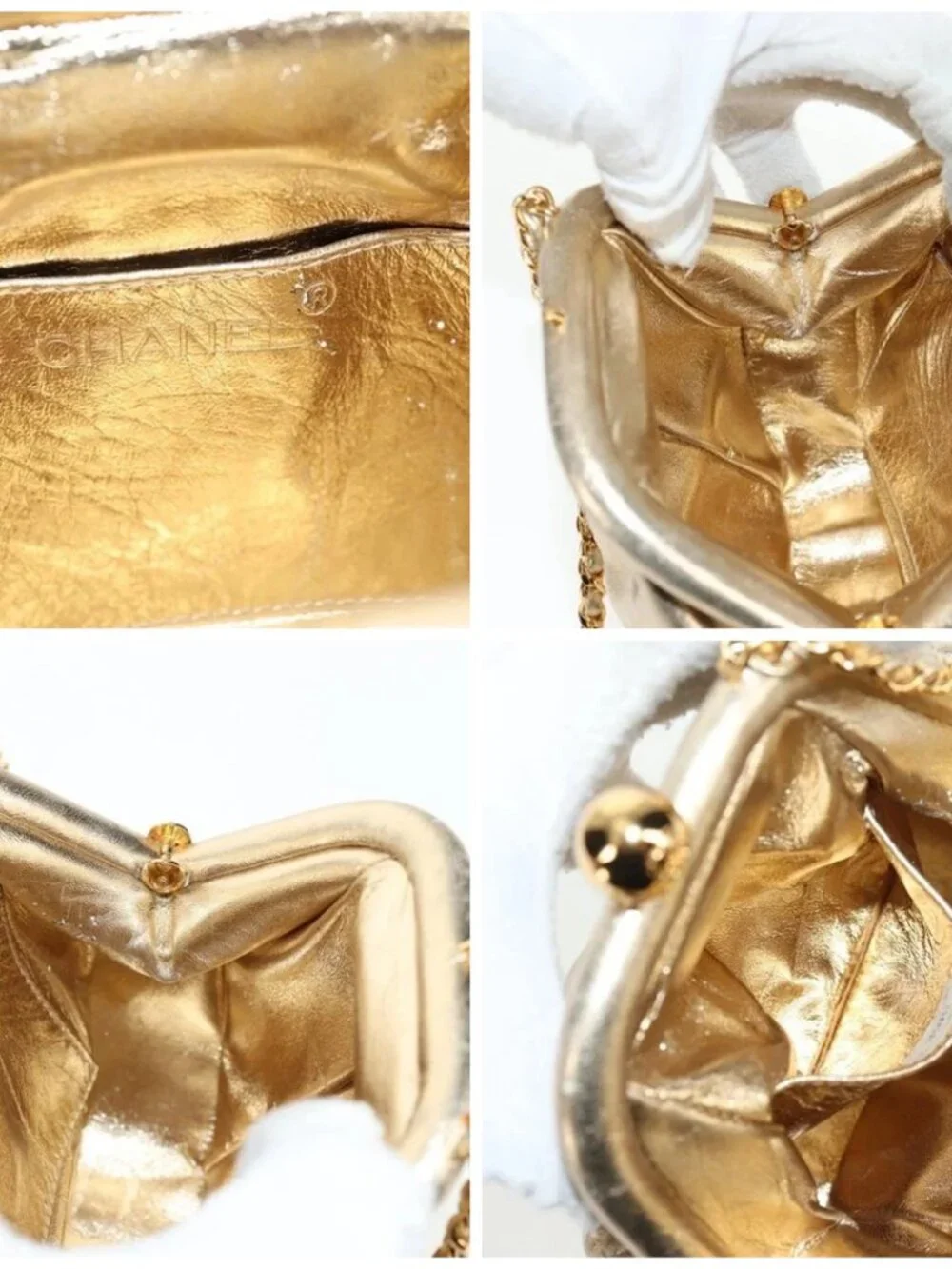 CHANEL Chain Shoulder Bag Leather Gold CC Auth 139977SAV